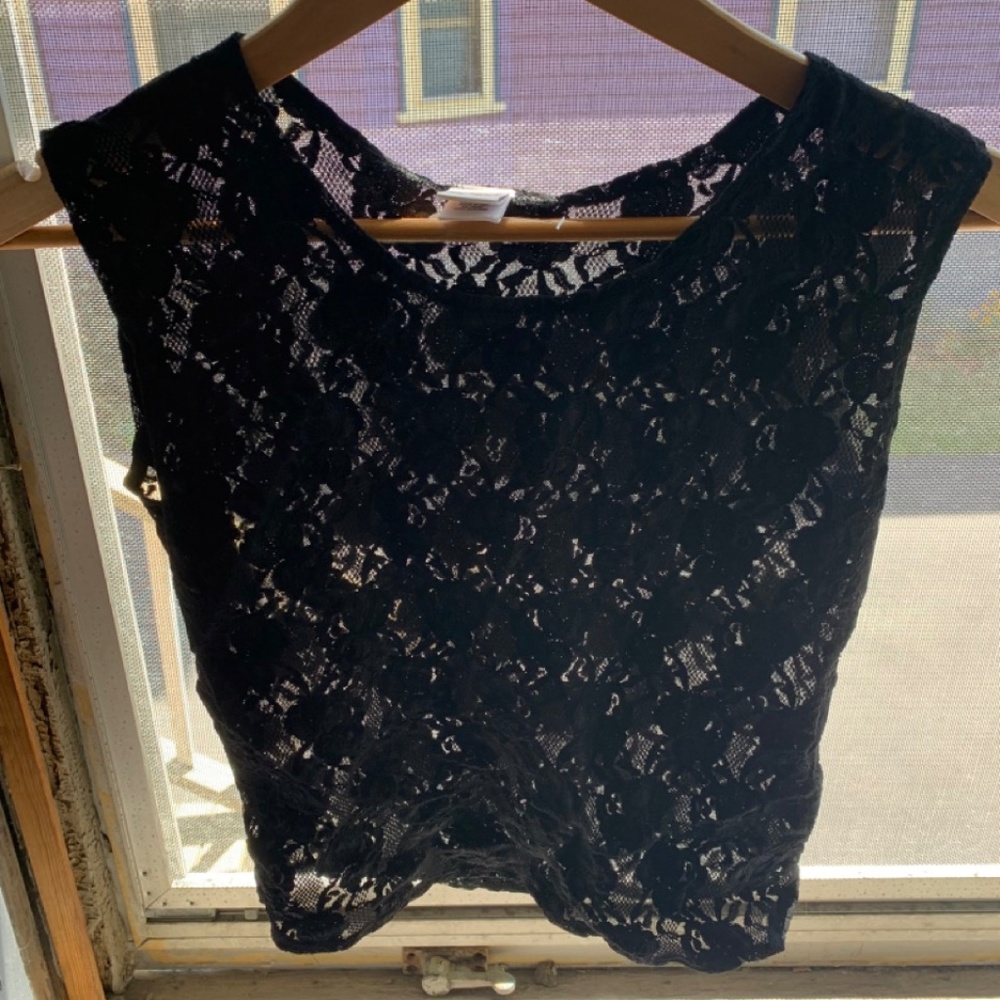 Vintage black lace tank top
